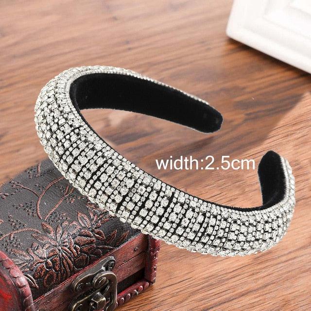 Thick Sponge Velvet Hairbands - Luxury Colored Rhinestones Wild Gorgeous Headband (1U88)