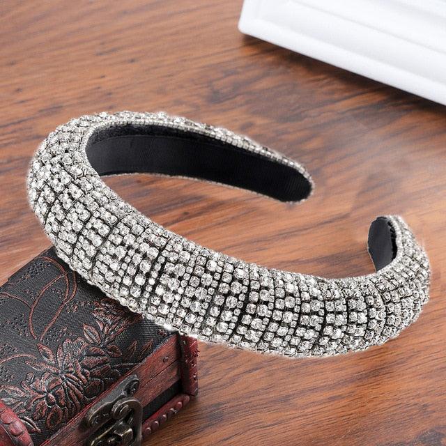 Thick Sponge Velvet Hairbands - Luxury Colored Rhinestones Wild Gorgeous Headband (1U88)