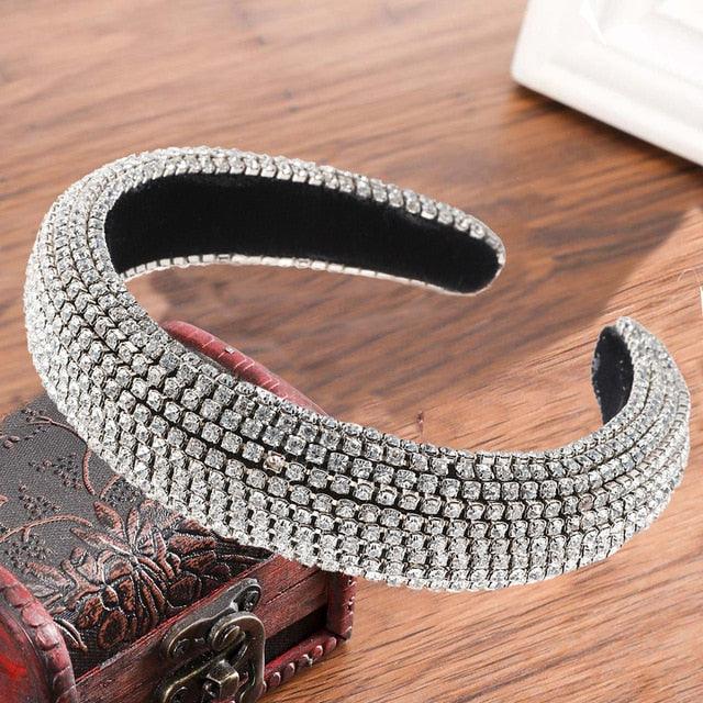 Thick Sponge Velvet Hairbands - Luxury Colored Rhinestones Wild Gorgeous Headband (1U88)