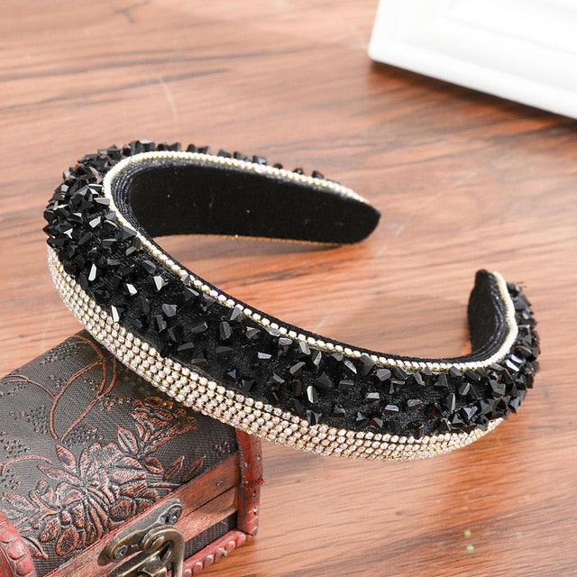Thick Sponge Velvet Hairbands - Luxury Colored Rhinestones Wild Gorgeous Headband (1U88)