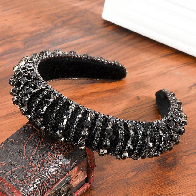 Thick Sponge Velvet Hairbands - Luxury Colored Rhinestones Wild Gorgeous Headband (1U88)