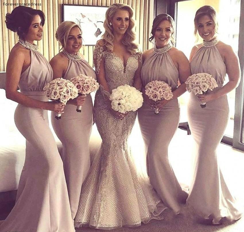 Beautiful Halter Neck Bridesmaid Dresses - Mermaid Long - Wedding Party Guest Maid of Honor Gowns - Plus Size - Custom Made (D18)(WSO2)