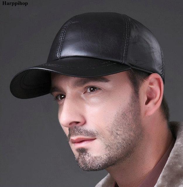 Trending Genuine Leather Hat - Autumn Men's Cowhide Leather Beret Elegant Fashion Cap (MA3)(F102)