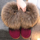 Cute Fashion Genuine Cowhide leather women's boots - real fox fur - winter warm ankle boots, various colors, plus size (FS)(CD)(1U40)(1U38)(1U107)