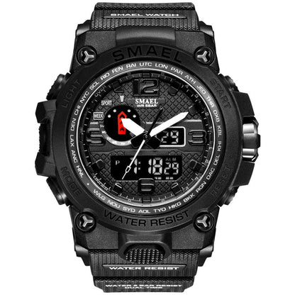 Great Watches For Men - 50M Waterproof Clock Alarm - reloj 1545D Dual Display Wristwatch Quartz Military Watch Sport (MA9)(RW)(1U84)