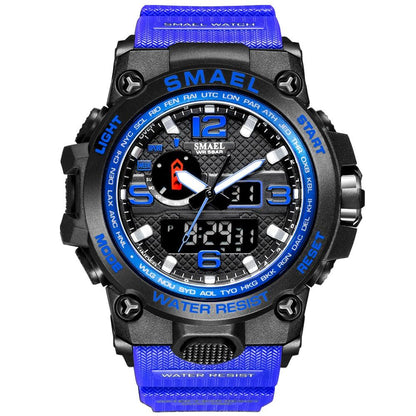 Great Watches For Men - 50M Waterproof Clock Alarm - reloj 1545D Dual Display Wristwatch Quartz Military Watch Sport (MA9)(RW)(1U84)