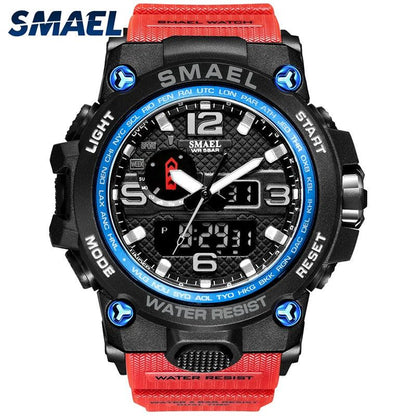 Great Watches For Men - 50M Waterproof Clock Alarm - reloj 1545D Dual Display Wristwatch Quartz Military Watch Sport (MA9)(RW)(1U84)