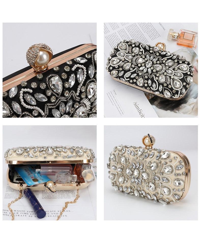 Hot Vintage Wedding Clutch Women Evening Bag - Party Purse And Handbag Rhinestone Pearl Beaded Luxury Bag Women Shoulder Bag (WH1)(WH6)(1U43) - Deals DejaVu