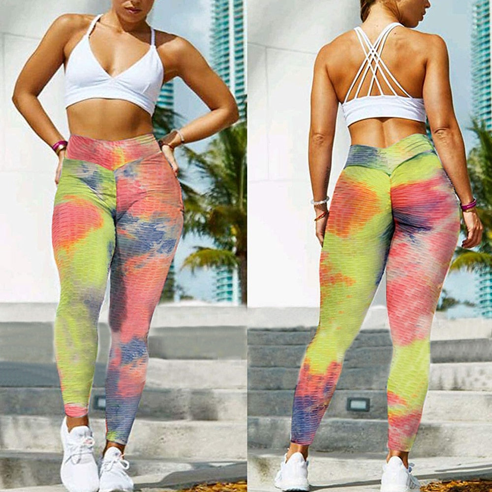 Cute Scrunch Back Fitness Leggings Hips Up Booty Workout Pants - Womens Gym Activewear For Fitness High Waist Long Pant Leggins Mujer (2U24)(BAP)(TBL)