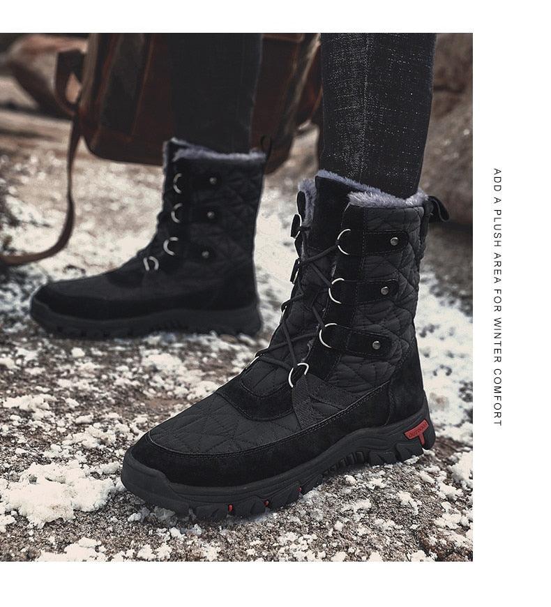 Great Large Size Winter Warm Plush Snow Boots Men Lace Up Casual High Top Men Boots Waterproof Anti-Slip Ankle Boots Motorcycle Boots (MSB1)(MSF6)(MSB4) - Deals DejaVu