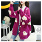 Trending Women Winter Knit Sweater Coat - V Neck Sheep Cardigans Christmas Sweaters Warm Knitwear Sueter Mujer Long Jacket (TP4)(TB8C)(BCD4)(1U23) - Deals DejaVu