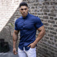 Men Fashion Casual Short Sleeve Solid Shirt - Super Slim Fit - Male Social Business Dress Shirt - Fitness Sports Clothing (TM1)(T2G)(1U8)(TM8)