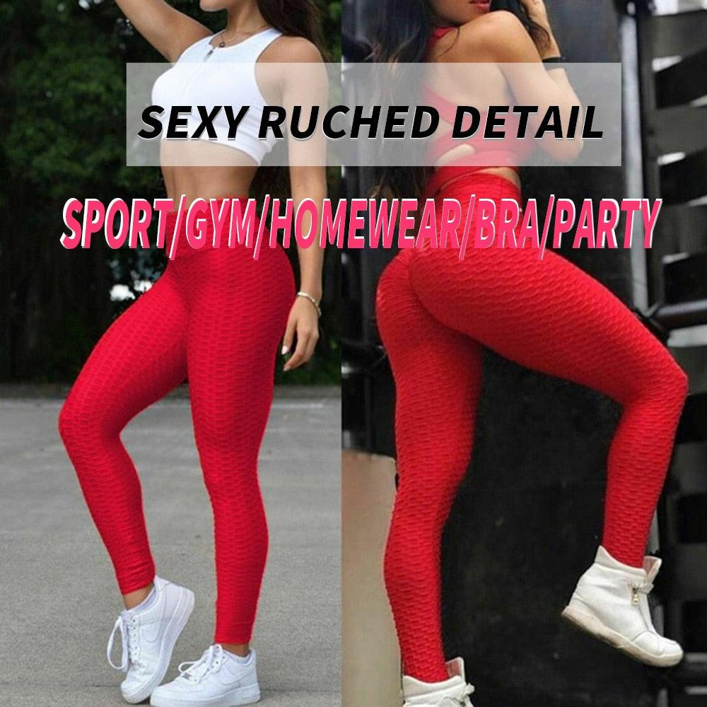 Cute Scrunch Back Fitness Leggings Hips Up Booty Workout Pants - Womens Gym Activewear For Fitness High Waist Long Pant Leggins Mujer (2U24)(BAP)(TBL)