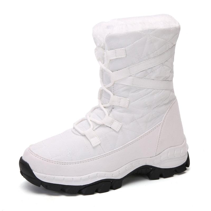 Winter Women Boots Platform Warm Mid-Calf Snow Boots - Ladies Lace-up Comfortable Quality Waterproof (BB2)(CD)(WO4)(BB5)(F38)(3U38) - Deals DejaVu