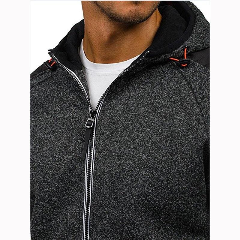 Men Sports Casual Wear Zipper - Fashion Tide Jacquard Hoodie - Fleece Jacket Fall Sweatshirts Spring Autumn Coat (TM5)(CC1)(1U100)