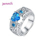 Red Rhinestone Heart Shape Silver Color Wedding Rings for Women - Luxury Ring- Engagement Accessories (7JW)(2U81)