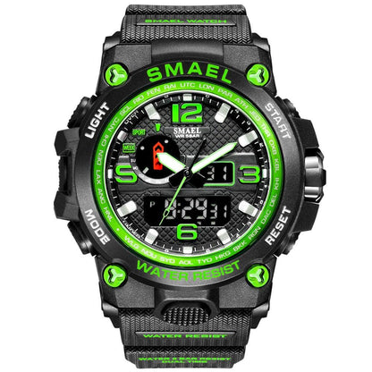 Great Watches For Men - 50M Waterproof Clock Alarm - reloj 1545D Dual Display Wristwatch Quartz Military Watch Sport (MA9)(RW)(1U84)