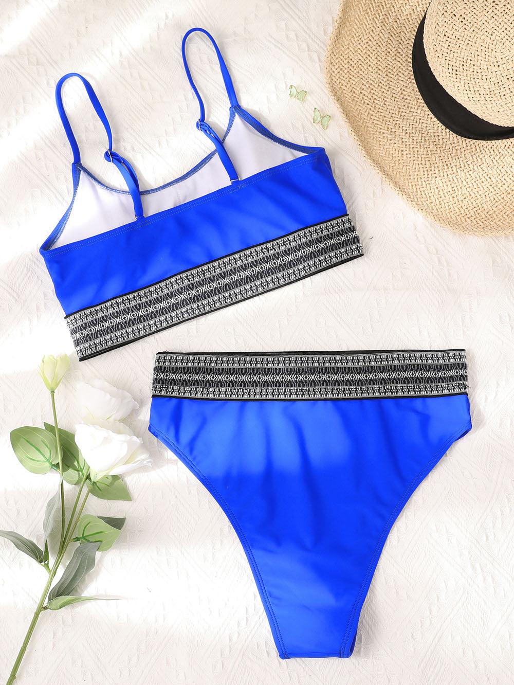 New Blue Sport Bikini set - Bandeau Push up - Swimsuit Women Swimming suit High Waist Swimwear female Sexy bathing suit (TB8D)(1U26)(F26) - Deals DejaVu