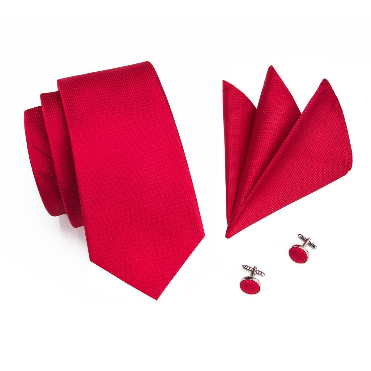 100% Silk Men's Tie Set 8.5cm - Wedding Gift Box Ties - New Design Hanky Cufflinks Set (MA2)(F17)