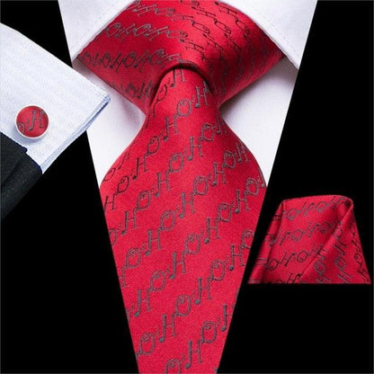 Christmas Ties - Men Hanky Cufflinks Set - 100% Silk Gifts (D17)(MA2)