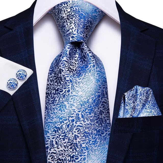 Trending Paisley Ties For Men - Hanky Cufflinks Set - New Designer Fashion Style Cravat (D17)(MA2)