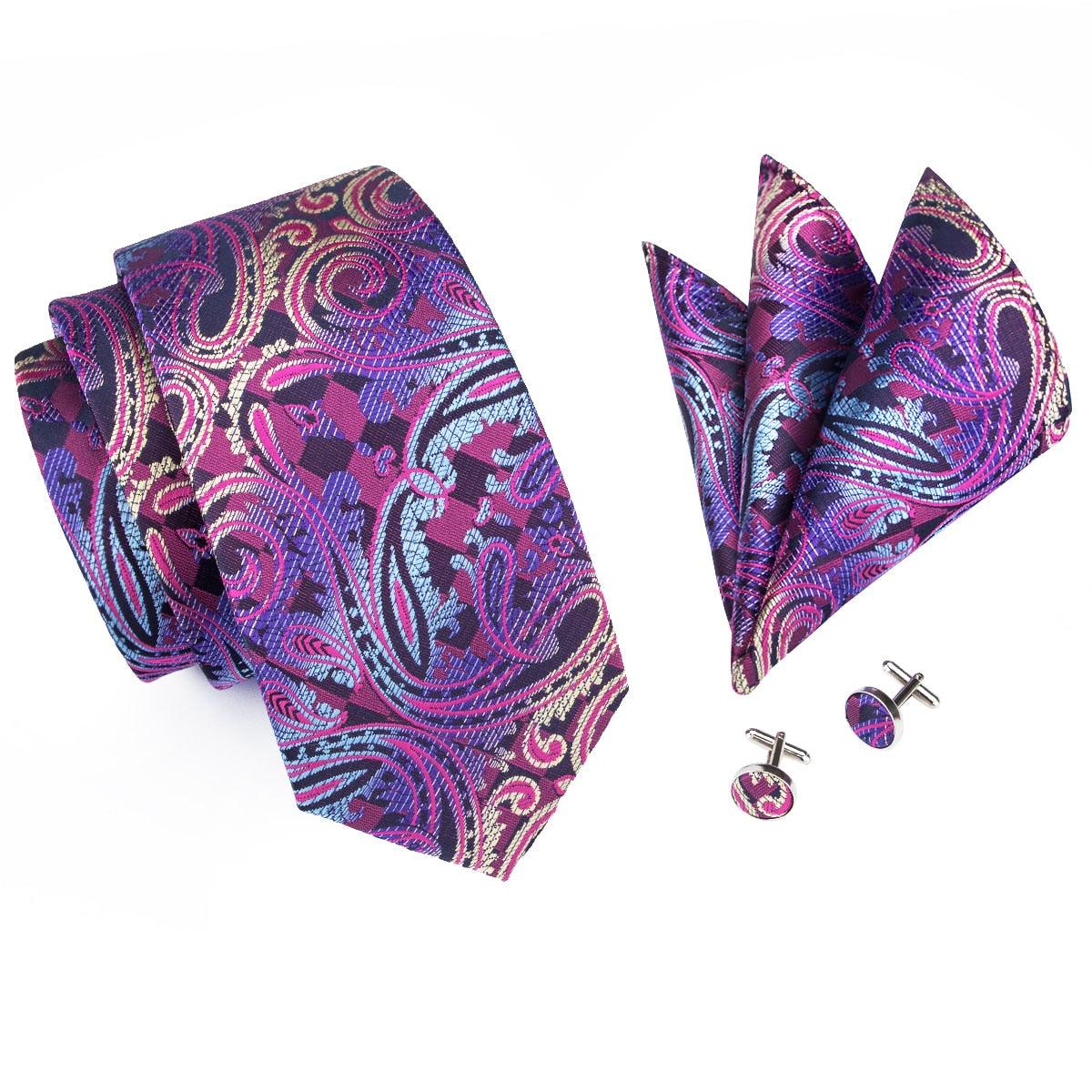 Trending Large Men's Tie Set - Luxury Silk Neckties For Men - Fashion Design Hanky Cufflinks Set (MA2)