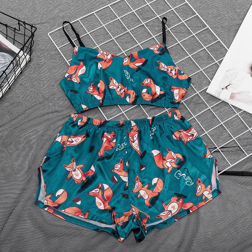 Cute Women's Pajamas Set - Sexy Lingerie Spaghetti Strap - Lovely Sleepwear Pattern Set (D90)(ZP1)
