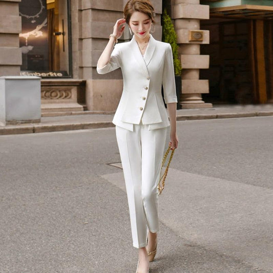 High Quality Casual Women's Suit - Two Piece Set - Elegant Ladies Business Jacket And Pant (TB5)(F20)