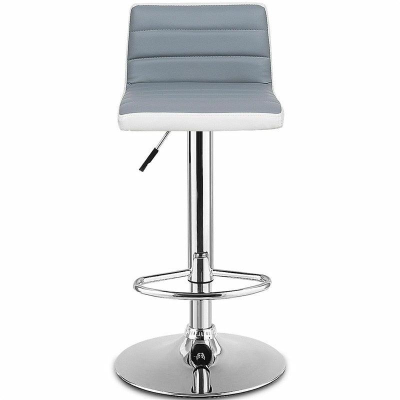 High Quality Set of 2 Adjustable Gray PU Leather Bar Stools Comfortable Height Adjustable Swivel 360 Degrees Chairs (FW2)(1U67)