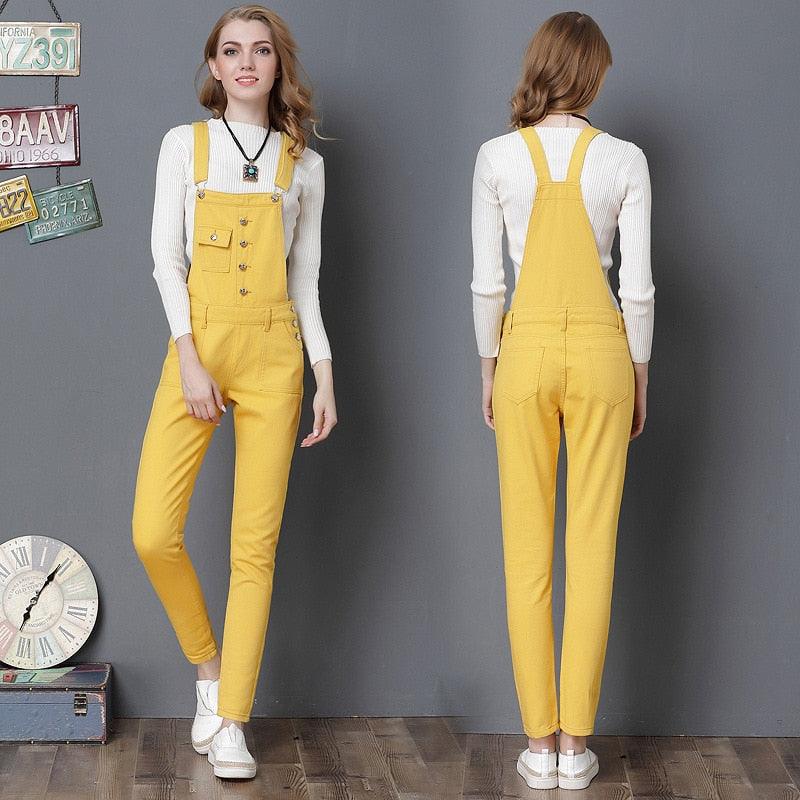 Gorgeous High Quality Women Denim Overalls - Pocket Button Jumpsuit - Full Length Denim Pencil Jeans (TBL1)