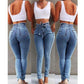 Gorgeous High Waist Jeans - Women Slim Stretch Denim Jean - Tassel Belt Bandage Skinny Push Up Jeans (TB6)(BCD3)(F21)