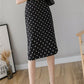High Waist Split Midi Skirts - Women Dot Print - Casual Chic Summer High Fashion Boho Skirt (D23)(D20)(TB7)(TP6)