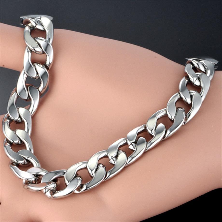 12mm Thick Gold Color Stainless Steel Long Gold Chain - Men Curb Cuban Link Chain Necklaces (D83)(MJ2)