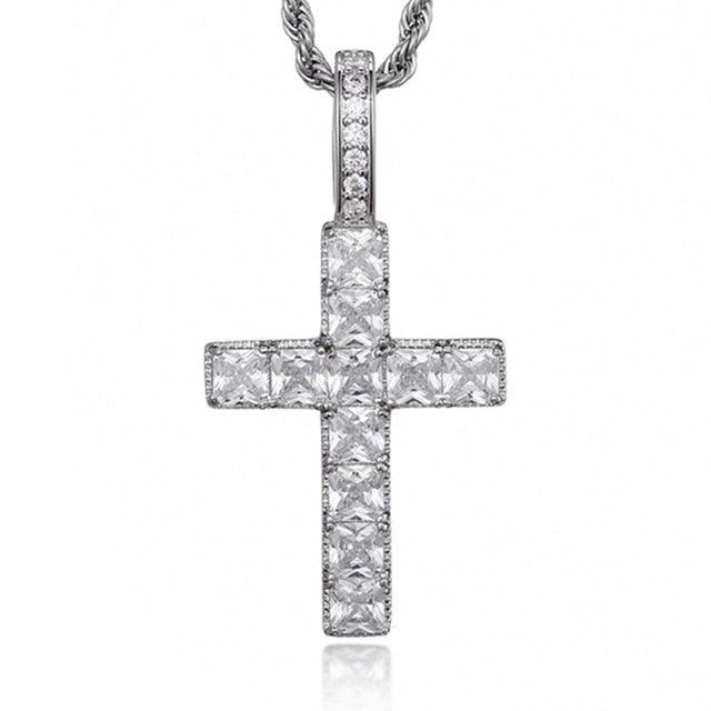 Great Cross Iced Out Bling Cubic Zircon AAA CZ Necklace & Pendant With 4mm Chain (1U83)