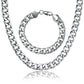 Cuban Link Chain Necklace & Bracelet Set - African Dubai Gold Color Stainless Steel Jewelry Sets (MJ4)(F83)