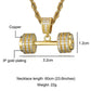 Bling Rope Chain Barbell Gym Fitness Dumbbell Gold Color Hand Pendants & Necklaces (1U83)