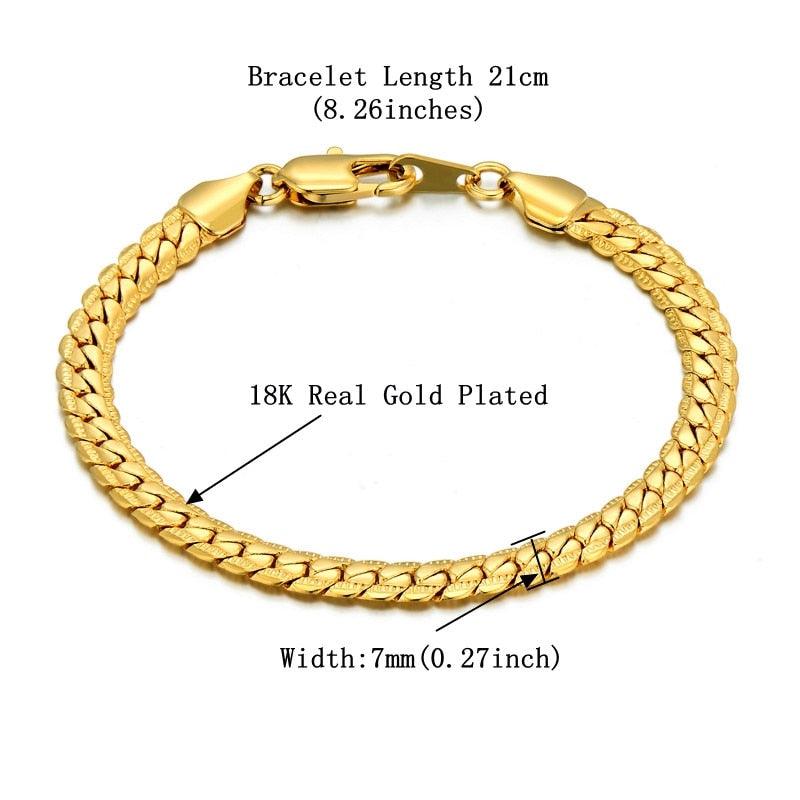 Hot Sale Bracelet/Necklace Set - Gold Color Men Jewelry, American Style Chain Sets (MJ4)