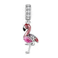 Hot 925 Sterling Silver Pink Sparkling CZ Flamingo Charms - Jewelry Pendants Fit (D81)(6JW)