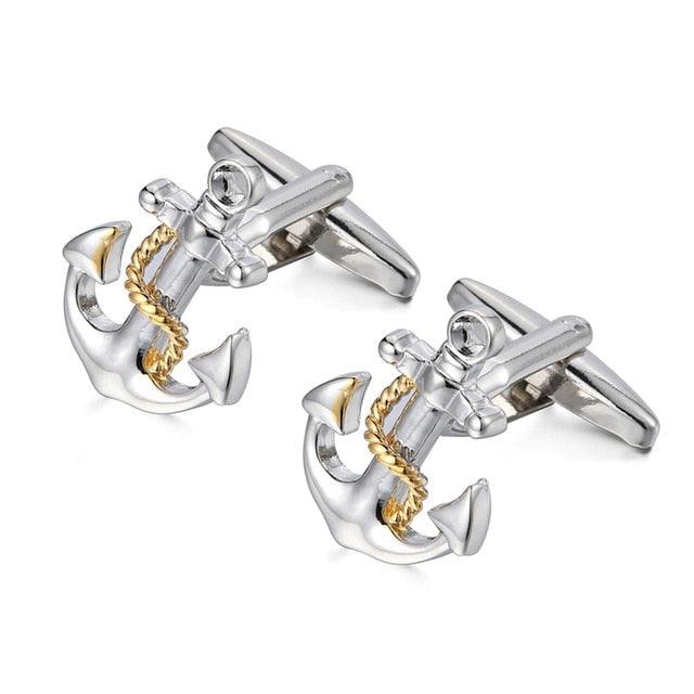 Hot Sale Anchor Cufflinks - Men's Shirt Business Wedding Classic Nautical Anchor Cuff links (MA4)(F17)