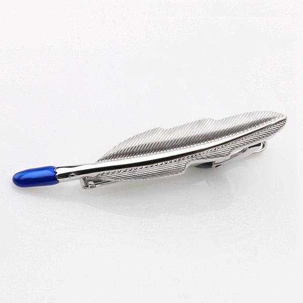 Gold & Silver Plated Feather Tie Bar - Men's Suit Clasp Clip Tie Clips (D17)(MA4)