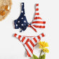 Hot Sale Women American Flag Swimwear Set - Bandage Bikini Set - Push Up Bra (1U26)