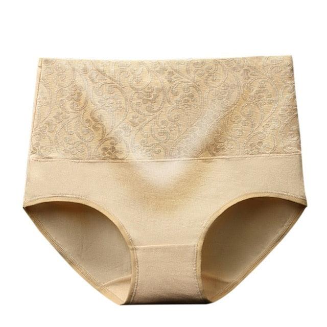 Hot Sale Women's High Waist Cotton Jacquard Briefs Underwear - Plus Size - Female Breathable Underwear (3U28)