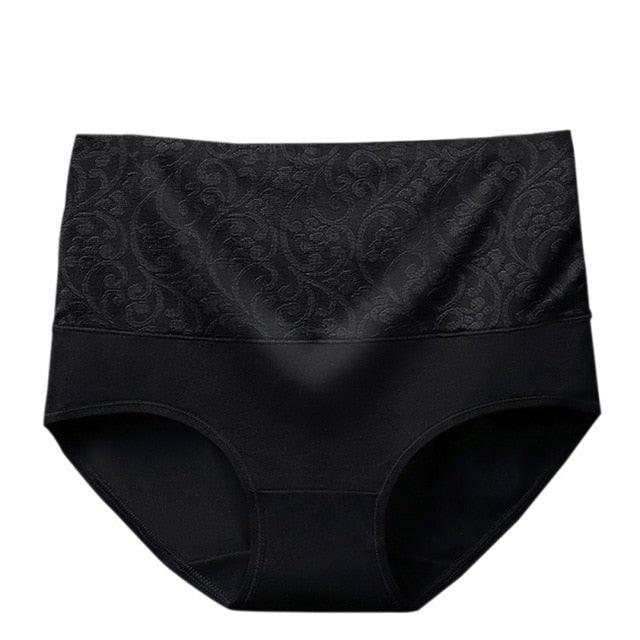 Hot Sale Women's High Waist Cotton Jacquard Briefs Underwear - Plus Size - Female Breathable Underwear (3U28)