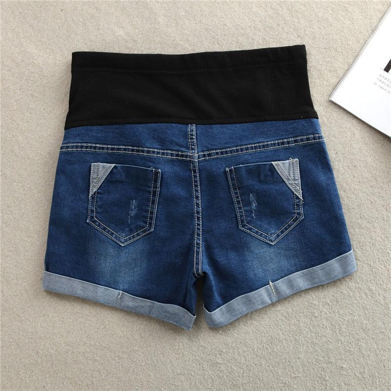 Hot Summer Thin Stretch Denim Maternity Shorts - Belly Rolled Up Shorts - Pregnant Women Casual Pregnancy Short Jeans (D4)(Z2)