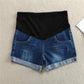 Hot Summer Thin Stretch Denim Maternity Shorts - Belly Rolled Up Shorts - Pregnant Women Casual Pregnancy Short Jeans (D4)(Z2)