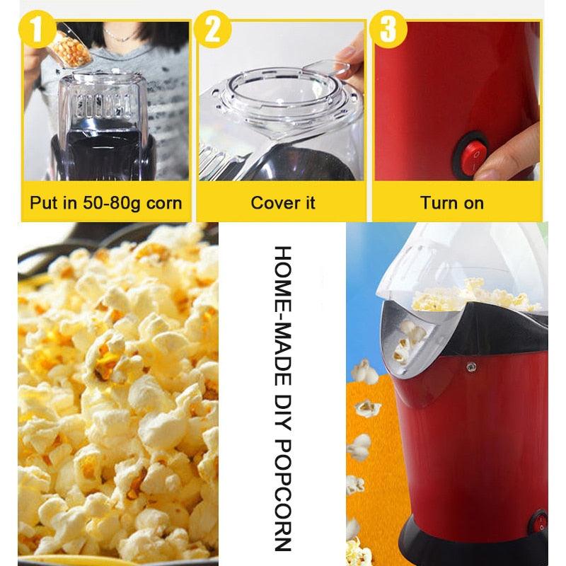 Household Popcorn Popper Maker Machine - Automatic Hot Air Popcorn Microwave with Measuring Cup To Portion Popping Corn Kernels (1H1)(F59)