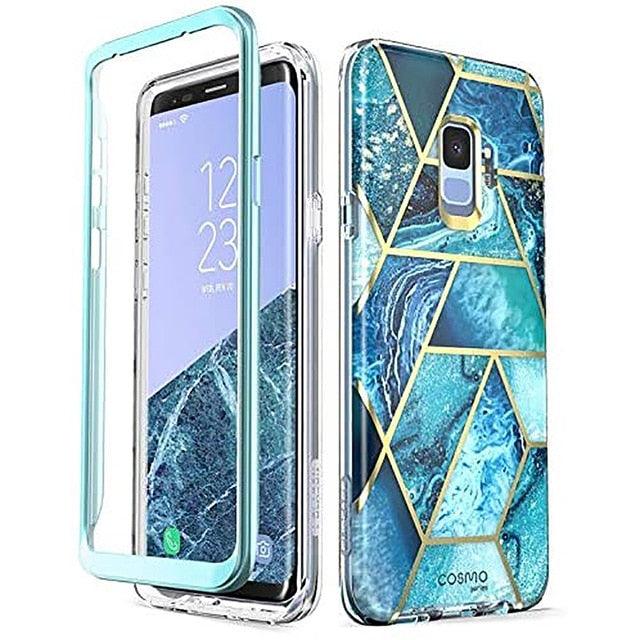 Cover For Samsung Galaxy S9 Case Cosmo Full-Body Glitter Marble Bumper Protective Cover with Built-in Screen Protector (RS6)(1U50)