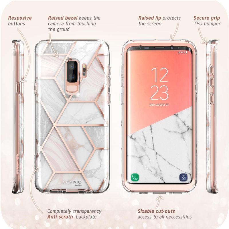 Cover For Samsung Galaxy S9 Case Cosmo Full-Body Glitter Marble Bumper Protective Cover with Built-in Screen Protector (RS6)(1U50)