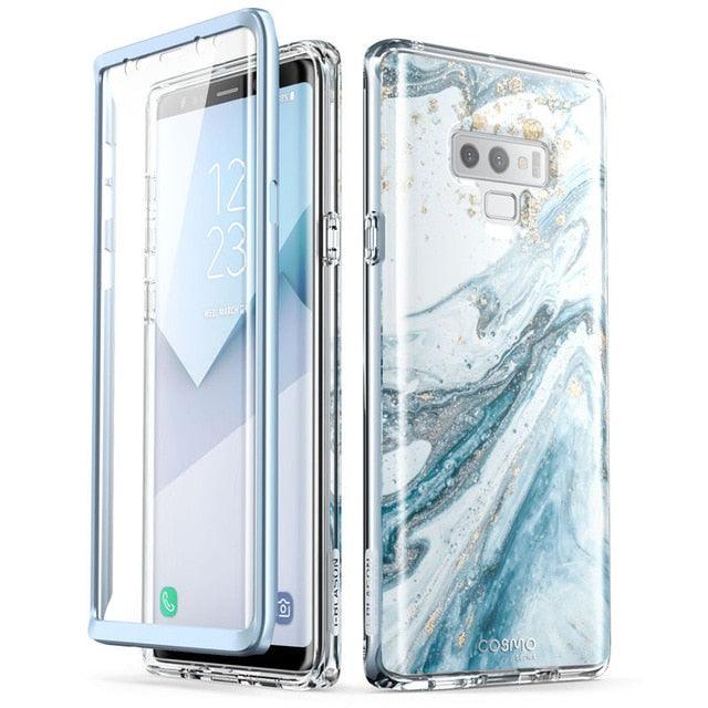 Samsung Galaxy Note 9 Case Cosmo Full-Body Glitter Marble Bumper Protective Cover with Built-in Screen Protector (D50)(RS6)(1U50)