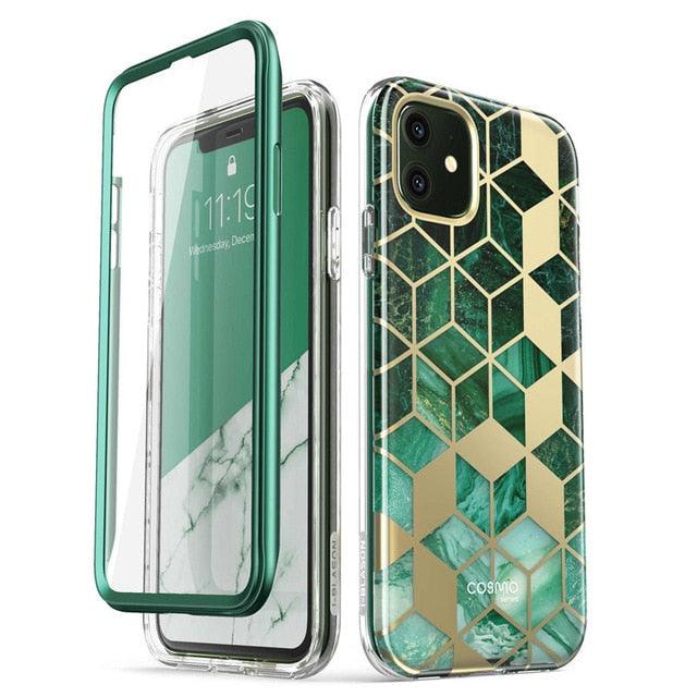 iPhone 11 Case 6.1 inch (2019 Release) Cosmo Full-Body Glitter Marble Bumper Cover with Built-in Screen Protector (RS6)(1U50)
